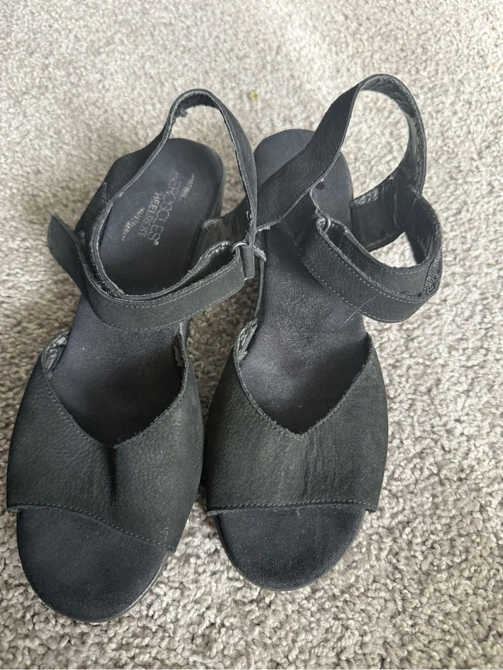 AEROSOLES Black Women's Open-Toe Ankle-Strap Sandals